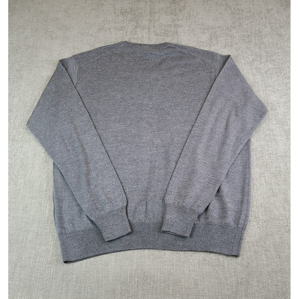 Peter Millar Sweater Men (XL) Gray Merino Wool Silk Blend V Neck Golf Pullover - Picture 3 of 7